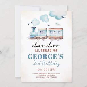 Invitación Cumpleaños de niño con transporte de tren Choo Cho