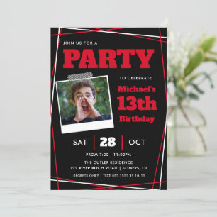 Invitación Cumpleaños de niño de 13 años/cualquier edad, foto