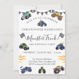 Invitación Cumpleaños de niño de 2 años Camión Monstruo