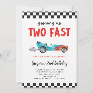 Invitación Cumpleaños de Niño de 2 Años con Dos Autos de Carr
