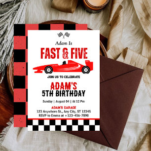 Invitación Cumpleaños de niño de 5 años con coche de carreras