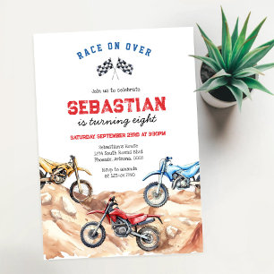 Invitación Cumpleaños de niño de carreras de motocicletas de 