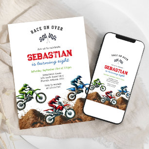 Invitación Cumpleaños de niño de carreras de motocicletas de