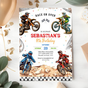 Invitación Cumpleaños de niño de carreras de motocicletas de 