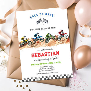 Invitación Cumpleaños de niño de carreras de motocicletas de