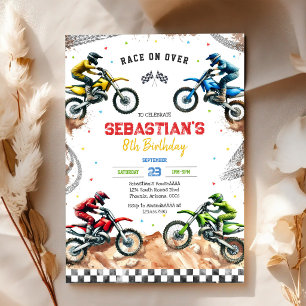 Invitación Cumpleaños de niño de carreras de motocicletas de 