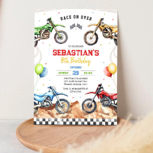 Invitación Cumpleaños de niño de carreras de motocicletas de 