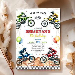 Invitación Cumpleaños de niño de carreras de motocicletas de 