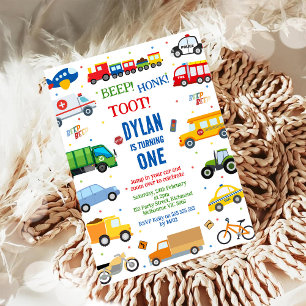 Invitación Cumpleaños de niño de coches y camiones de la ciud