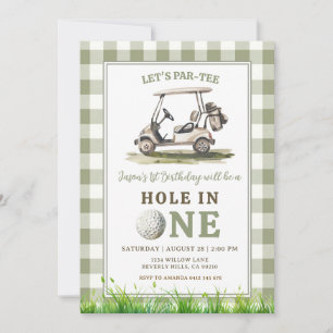 Invitación Cumpleaños de Niño de Golf con un Hoyo en Uno de C