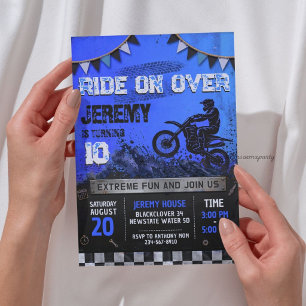 Invitación Cumpleaños de Niño de Motocross - Bicicleta de Tie