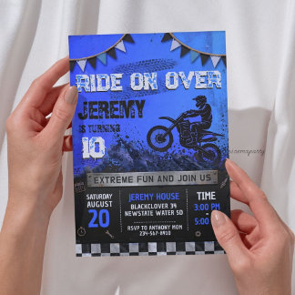 Invitación Cumpleaños de Niño de Motocross - Bicicleta de Tie