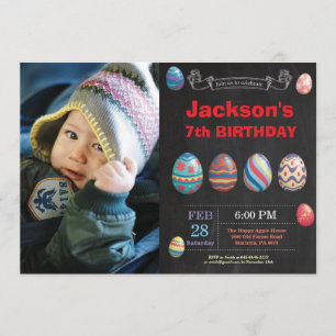 Invitación Cumpleaños de niño de Pascua Foto de Huevo de Pasc