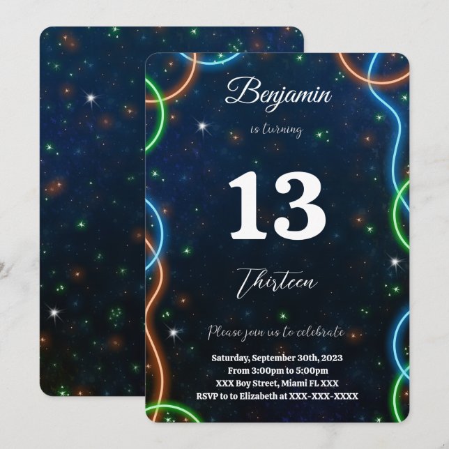 Invitación Cumpleaños de niño editable (Anverso / Reverso)