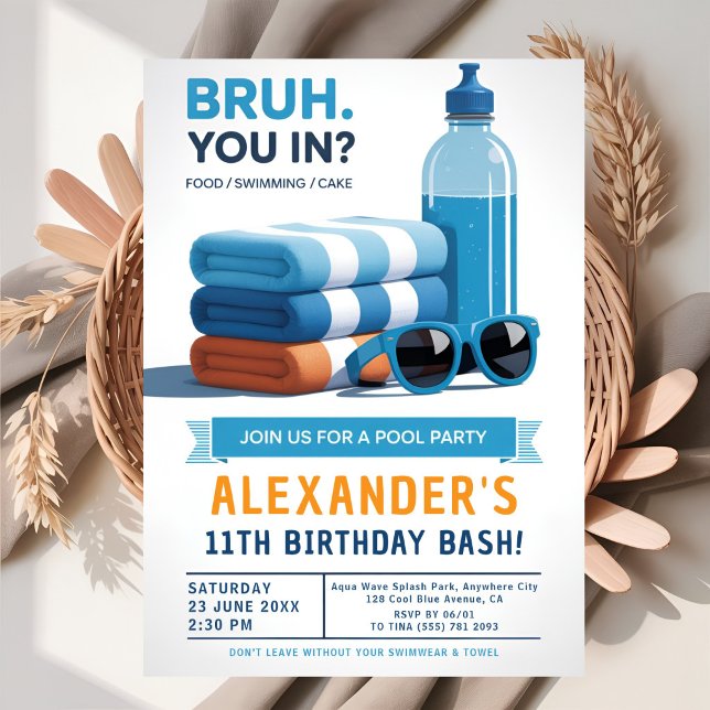 Invitación Cumpleaños de niño en la zona de Splash Pool Party (Subido por el creador)
