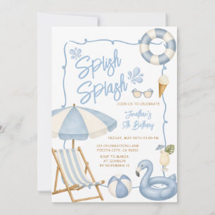 Invitación Cumpleaños de niño en verano con salpicaduras Fies