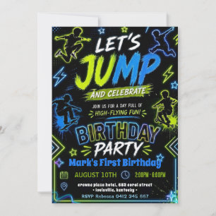 Invitación Cumpleaños de Niño Fiesta de Salto con Luz en la O