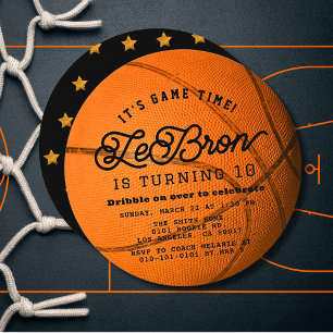 Invitación Cumpleaños de Niño Forma de Baloncesto Círculo