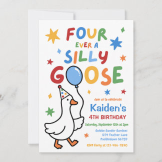 Invitación Cumpleaños de niño Four Ever A Silly Goose 4 años
