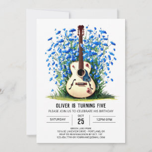 Invitación Cumpleaños de niño guitarrista de músico acústico