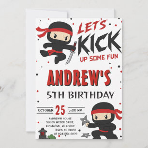 Invitación Cumpleaños de niño Ninja Warrior personalizado