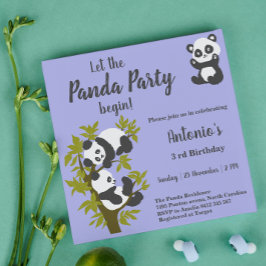 Invitación Cumpleaños de niño, ositos pandas lindos