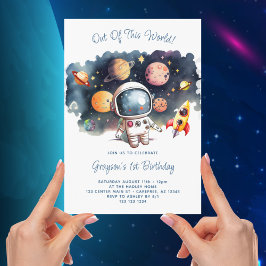 Invitación Cumpleaños de Niño Planetas Espacio Exterior Fuera