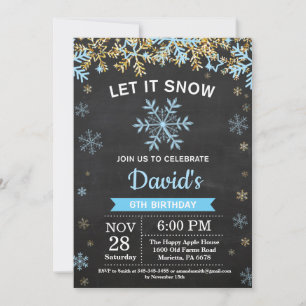 Invitación Cumpleaños de Niño Rustico de Invierno Copo de Nie