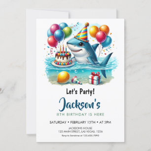 Invitación Cumpleaños de Niño Tiburón