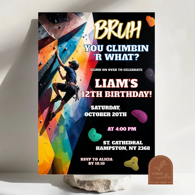 Invitación Cumpleaños de Niño Trepando Pared de Roca (Subido por el creador)