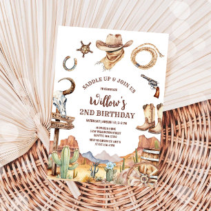 Invitación Cumpleaños de Niño Vaquero de Rancho Rodeo del Sal