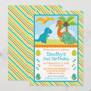 Invitación Cumpleaños de niños amigos dinosaurios lindos