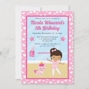 Invitación Cumpleaños de niños bailarina afroamericana linda