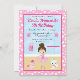 Invitación Cumpleaños de niños Bailarina Morena Linda