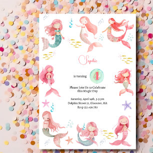 Invitación Cumpleaños de niños bajo el mar Sirenas
