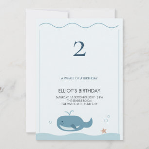 Invitación Cumpleaños de niños Ballena Azul Océano Serif
