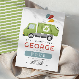 Invitación Cumpleaños de niños camión de basura verde
