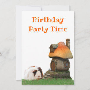 Invitación Cumpleaños de niños Casa de hongos para conejillo
