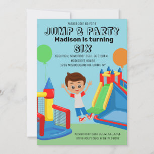 Invitación Cumpleaños de niños Casa de salto de rebote de fie
