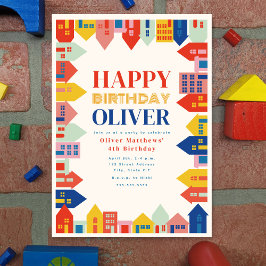 Invitación Cumpleaños de niños coloridos en el barrio