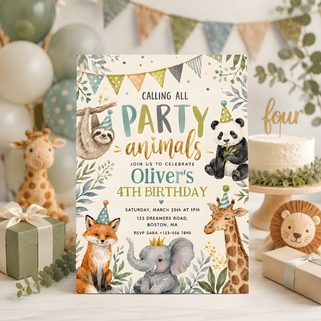 Invitación Cumpleaños de niños con animales de fiesta (Subido por el creador)