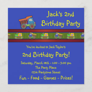 Invitación Cumpleaños de niños con camión de volteo
