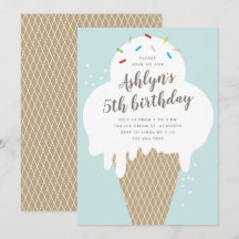 Cumpleaños de niños con cono de helado azul