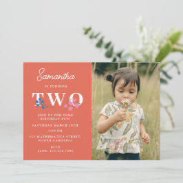 Invitación Cumpleaños de niños con flores silvestres rojas Bo