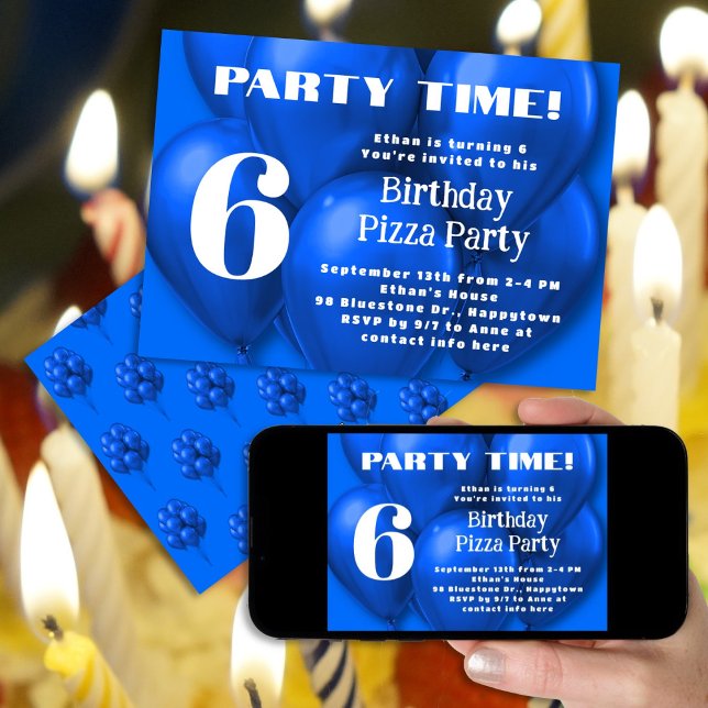 Invitación Cumpleaños de niños con globos azules (Subido por el creador)