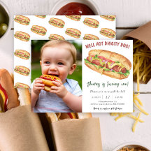 Cumpleaños de niños con hot dog acuarela