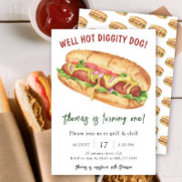Cumpleaños de niños con hot dog acuarela