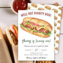 Cumpleaños de niños con hot dog acuarela