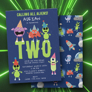 Invitación Cumpleaños de niños con monstruo alienígena modern