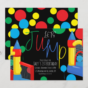 Invitación Cumpleaños de niños con rebote de puntos y globos